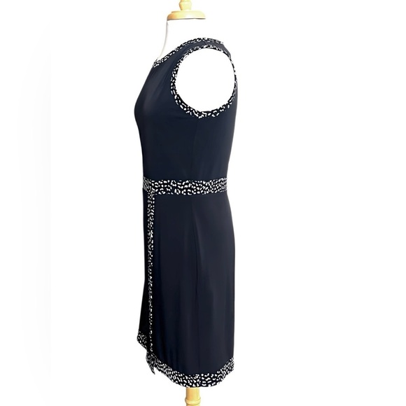 Michael Kors MICHAEL Sleeveless Black Faux-Wrap Dress w/ Animal Print Trim Sz M - Picture 5 of 13